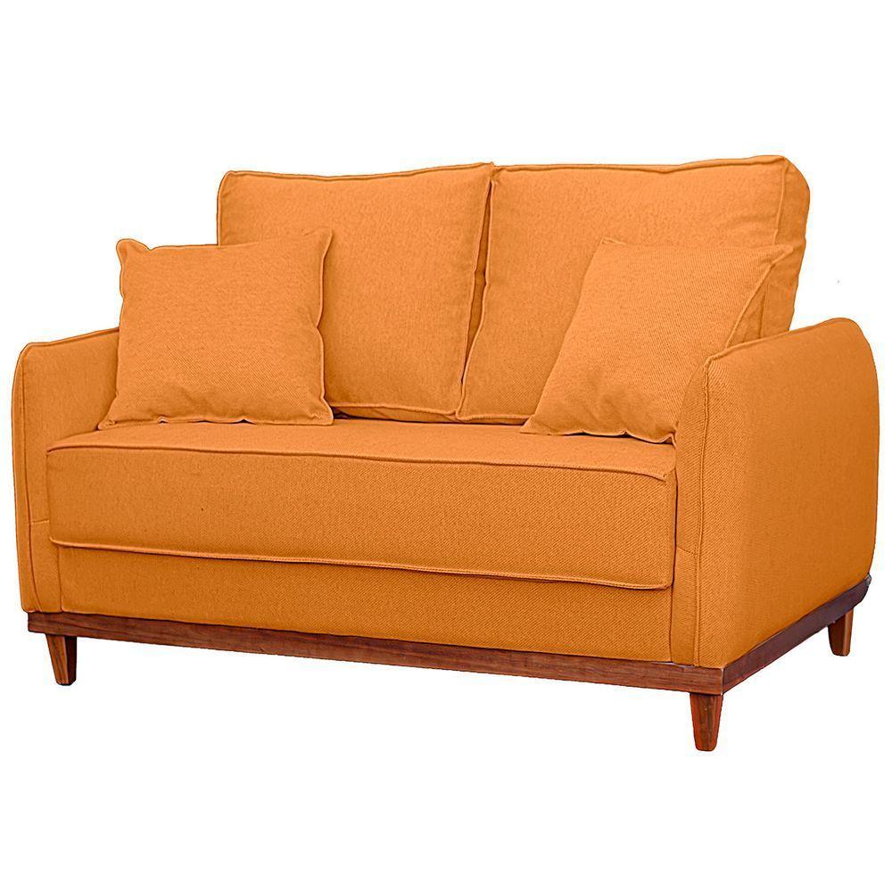 Sofa Sena 2 Lugares Base De Madeira Para Sala Hotel Linho Terra Cota - 7