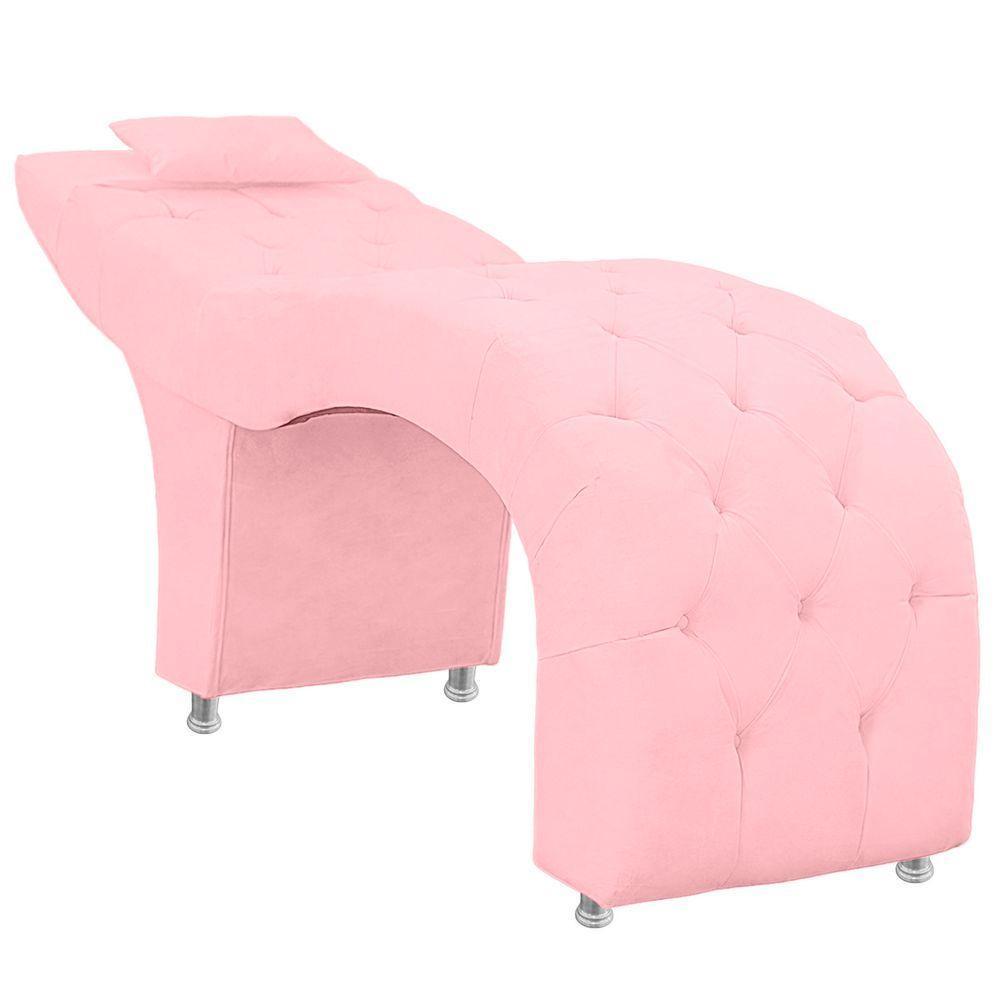 Maca Estofada Capitone Julia Para Estetica Facial Sombrancelha E Cilios Suede Cor Rosa Bebe - 1