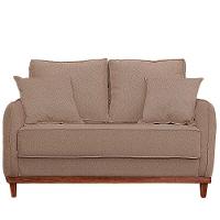 Sofa Sena 2 Lugares Base De Madeira Para Sala Hotel Linho Marrom - 1