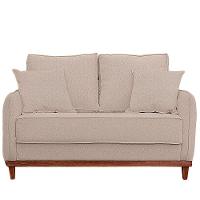 Sofa Sena 2 Lugares Base De Madeira Para Sala Hotel Linho Palha - 1