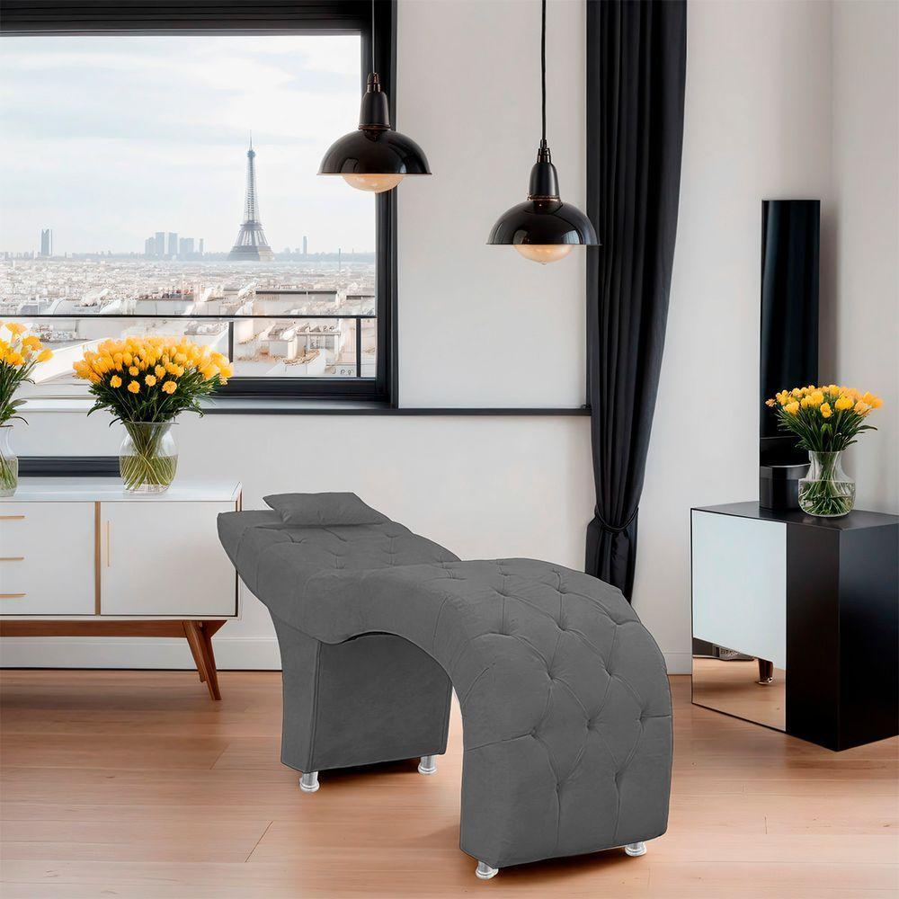 Maca Estofada Capitone Julia Para Estetica Facial Sombrancelha E Cilios Suede Cor Cinza Chumbo - 6