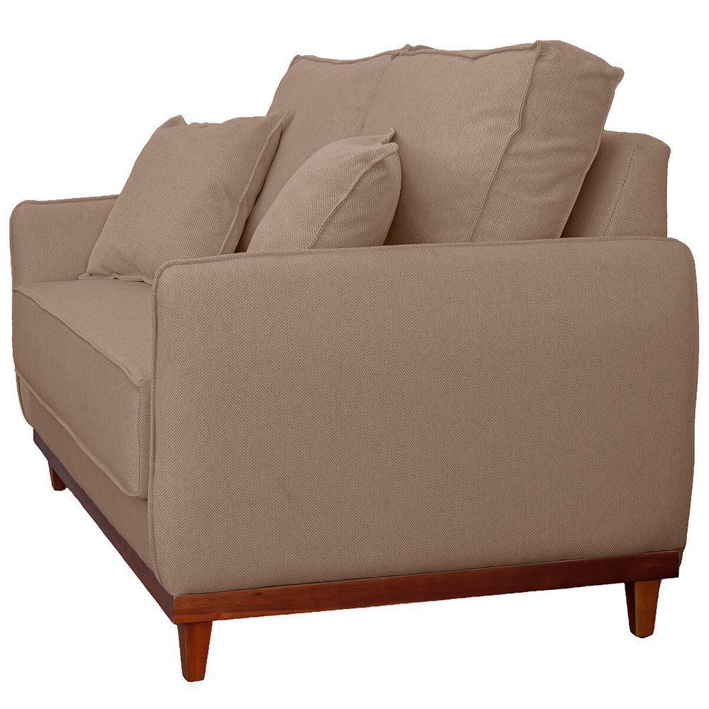 Sofa Sena 2 Lugares Base De Madeira Para Sala Hotel Linho Bege - 4