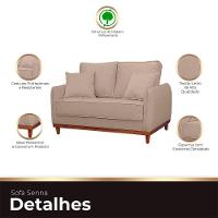 Sofa Sena 2 Lugares Base De Madeira Para Sala Hotel Linho Bege - 3