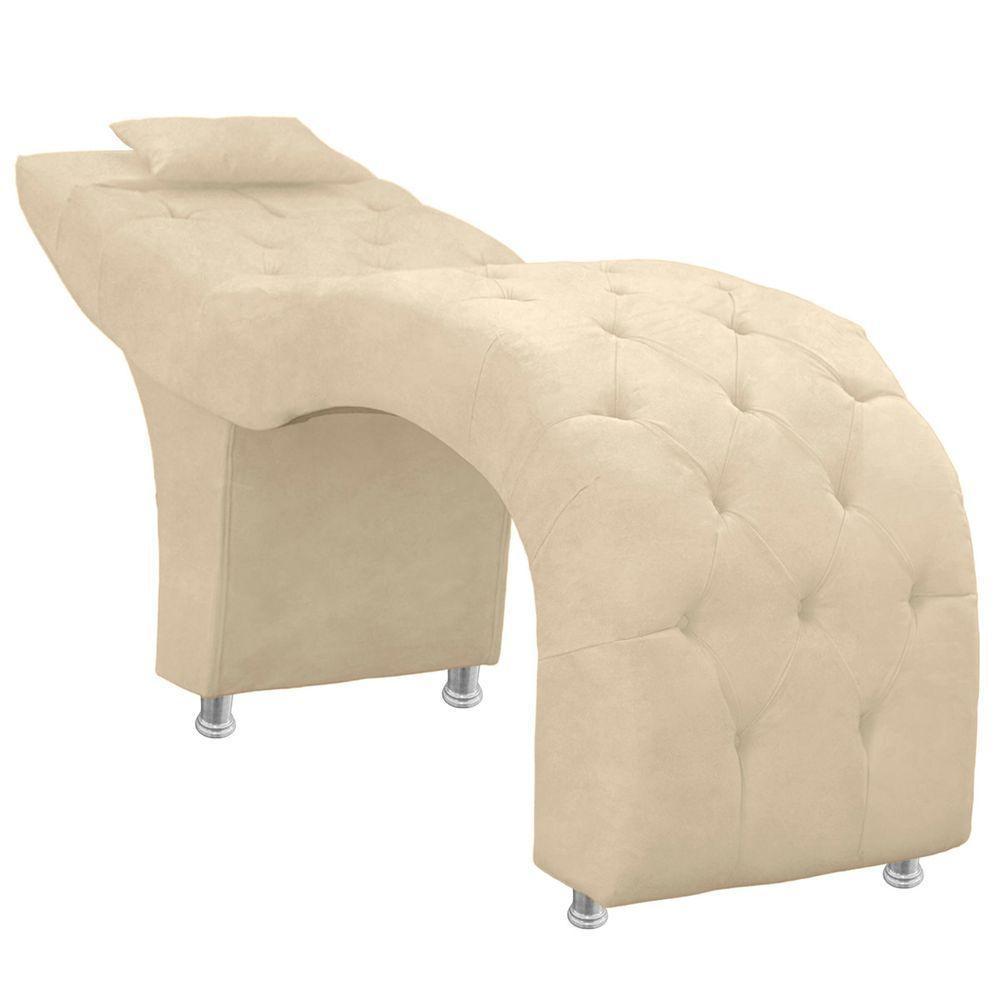 Maca Estofada Capitone Julia Para Estetica Facial Sombrancelha E Cilios Suede Cor Bege - 1