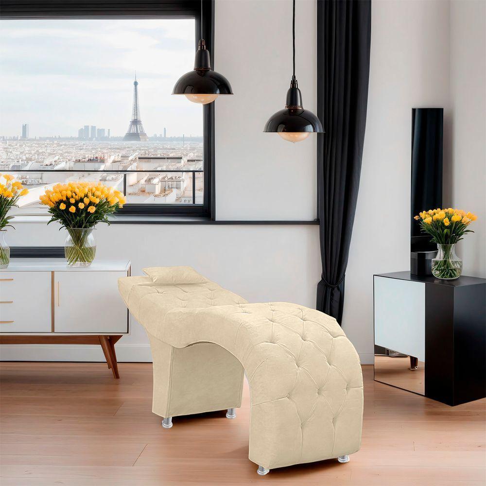 Maca Estofada Capitone Julia Para Estetica Facial Sombrancelha E Cilios Suede Cor Bege - 6