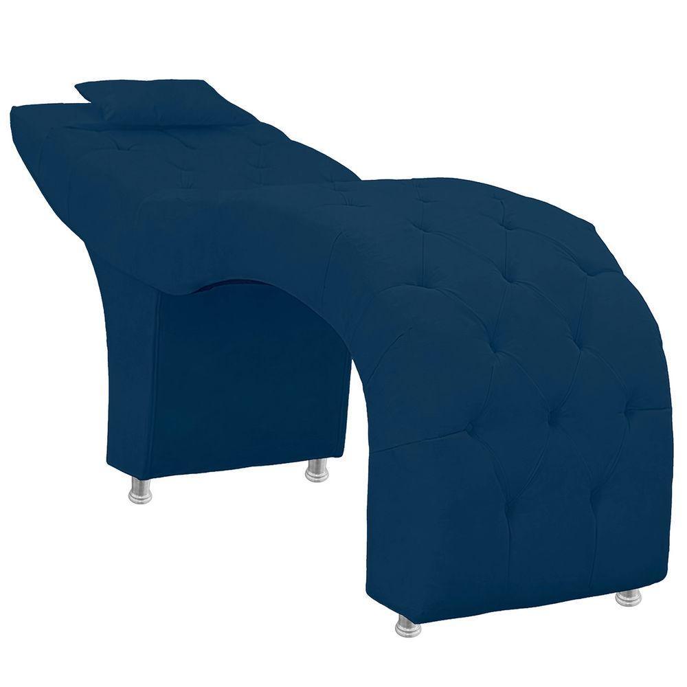 Maca Estofada Capitone Julia Para Estetica Facial Sombrancelha E Cilios Suede Cor Azul Marinho - 1