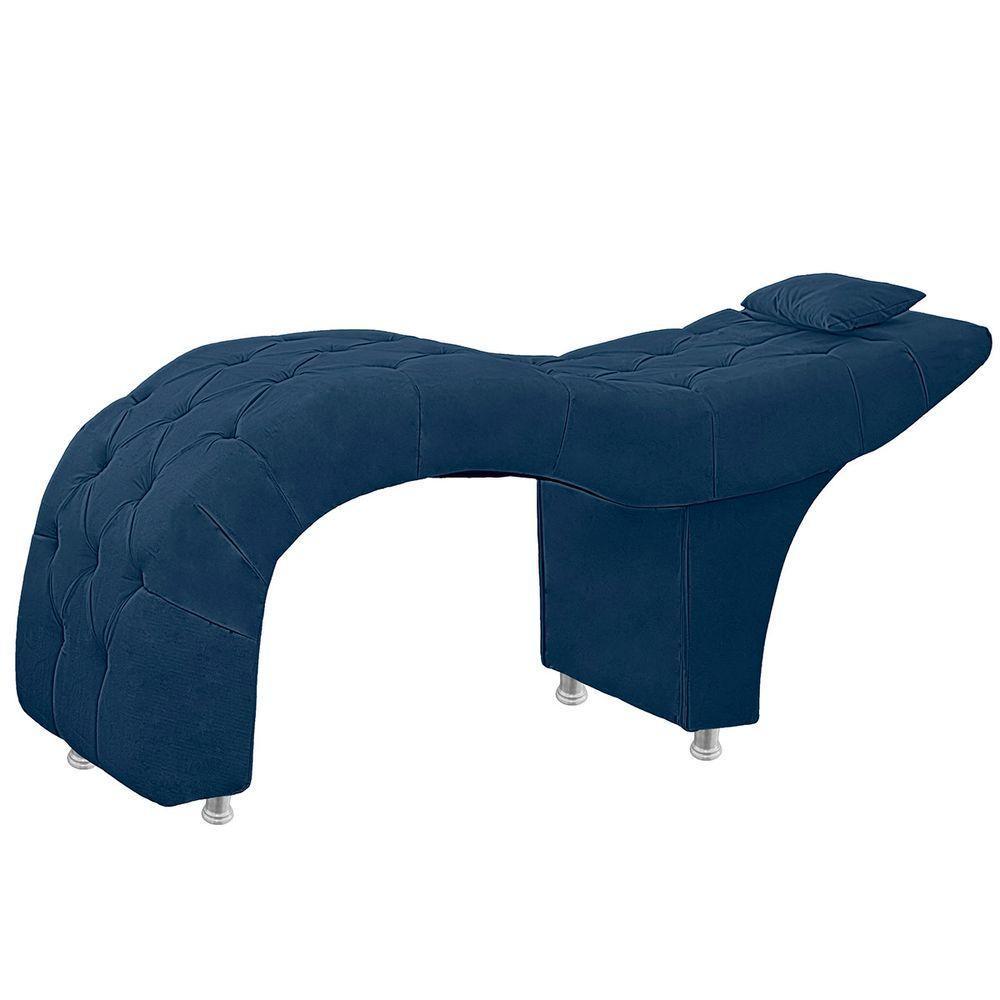 Maca Estofada Capitone Julia Para Estetica Facial Sombrancelha E Cilios Suede Cor Azul Marinho - 3