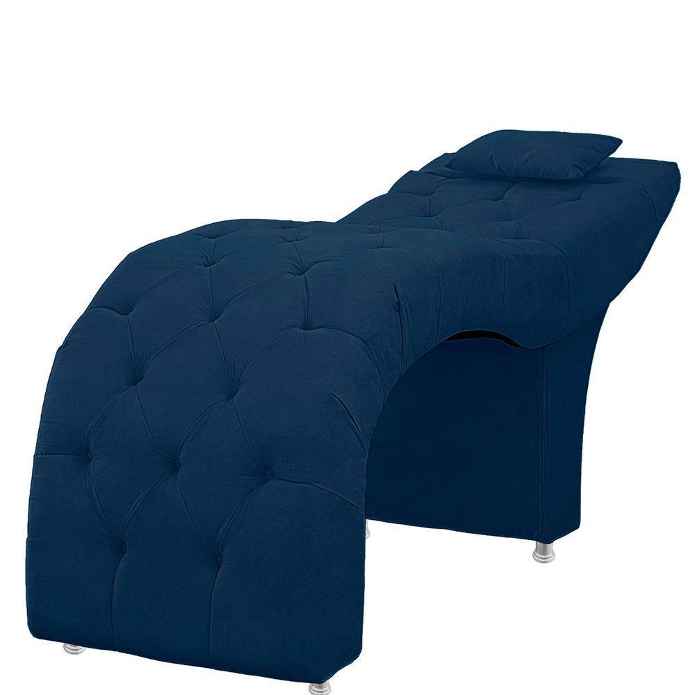 Maca Estofada Capitone Julia Para Estetica Facial Sombrancelha E Cilios Suede Cor Azul Marinho - 6