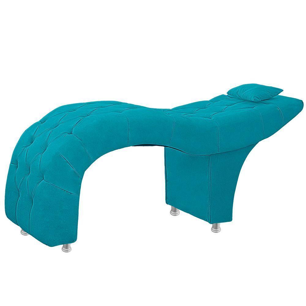 Maca Estofada Capitone Julia Para Estetica Facial Sombrancelha E Cilios Suede Cor Azul Claro - 3