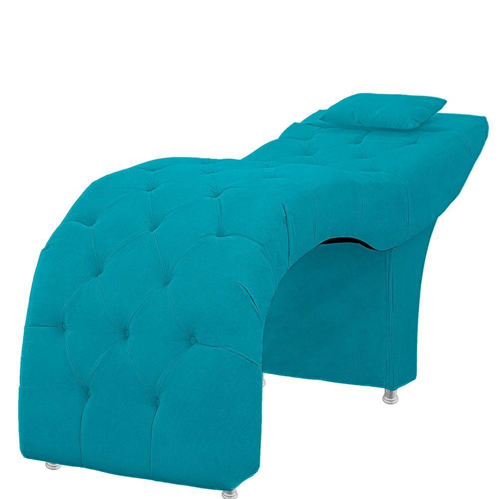 Maca Estofada Capitone Julia Para Estetica Facial Sombrancelha E Cilios Suede Cor Azul Claro - 5