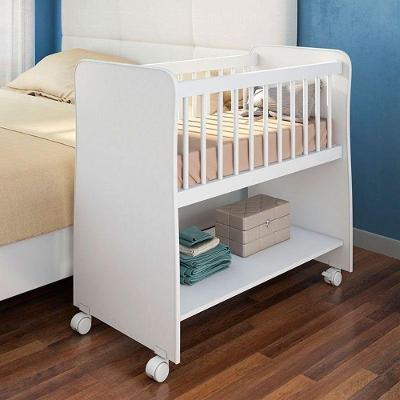 Mini Berço Moisés Com Colchão E Rodízios Rubi Branco Brilho - Peternella Móveis