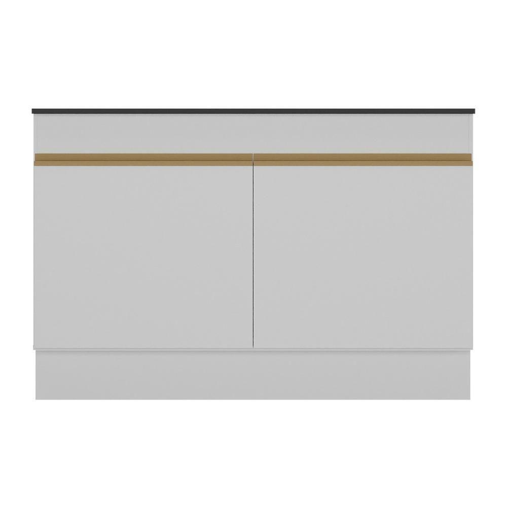 Balcão Cozinha Gabinete Pia 120cm 2 Portas Com Rodapé Veneza Multimóveis Mp2239 Branco/dourado Branco/dourado - 2