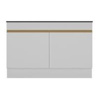 Balcão Cozinha Gabinete Pia 120cm 2 Portas Com Rodapé Veneza Multimóveis Mp2239 Branco/dourado Branco/dourado - 2