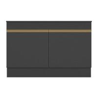 Balcão Cozinha Gabinete Pia 120cm 2 Portas Com Rodapé Veneza Multimóveis Mp2239 Preto/dourado Preto/dourado - 2