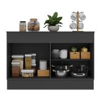 Balcão Cozinha Gabinete Pia 120cm 2 Portas Com Rodapé Veneza Multimóveis Mp2239 Preto/dourado Preto/dourado - 3