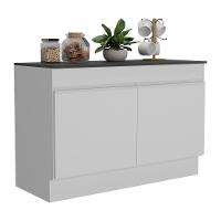 Balcão Cozinha Gabinete Pia 120cm 2 Portas Com Rodapé Veneza Multimóveis Mp2239 Branco Branco - 1