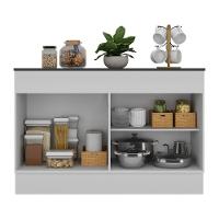 Balcão Cozinha Gabinete Pia 120cm 2 Portas Com Rodapé Veneza Multimóveis Mp2239 Branco Branco - 3