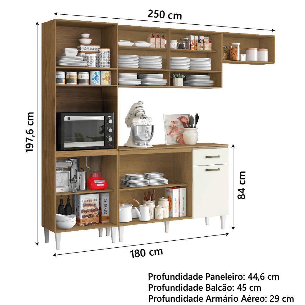 Armário De Cozinha Completa 9 Portas 4 Nichos Aurora Atacama/off White Aramóveis - 5
