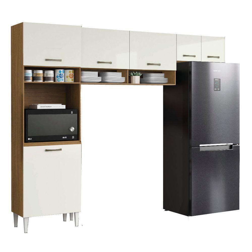 Armário De Cozinha Completa 6 Portas 4 Nichos Aurora Atacama/off White Aramóveis - 1