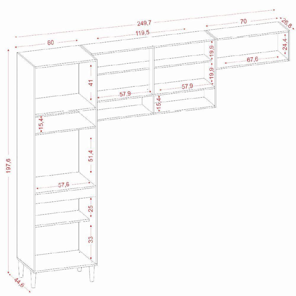 Armário De Cozinha Completa 6 Portas 4 Nichos Aurora Atacama/off White Aramóveis - 2