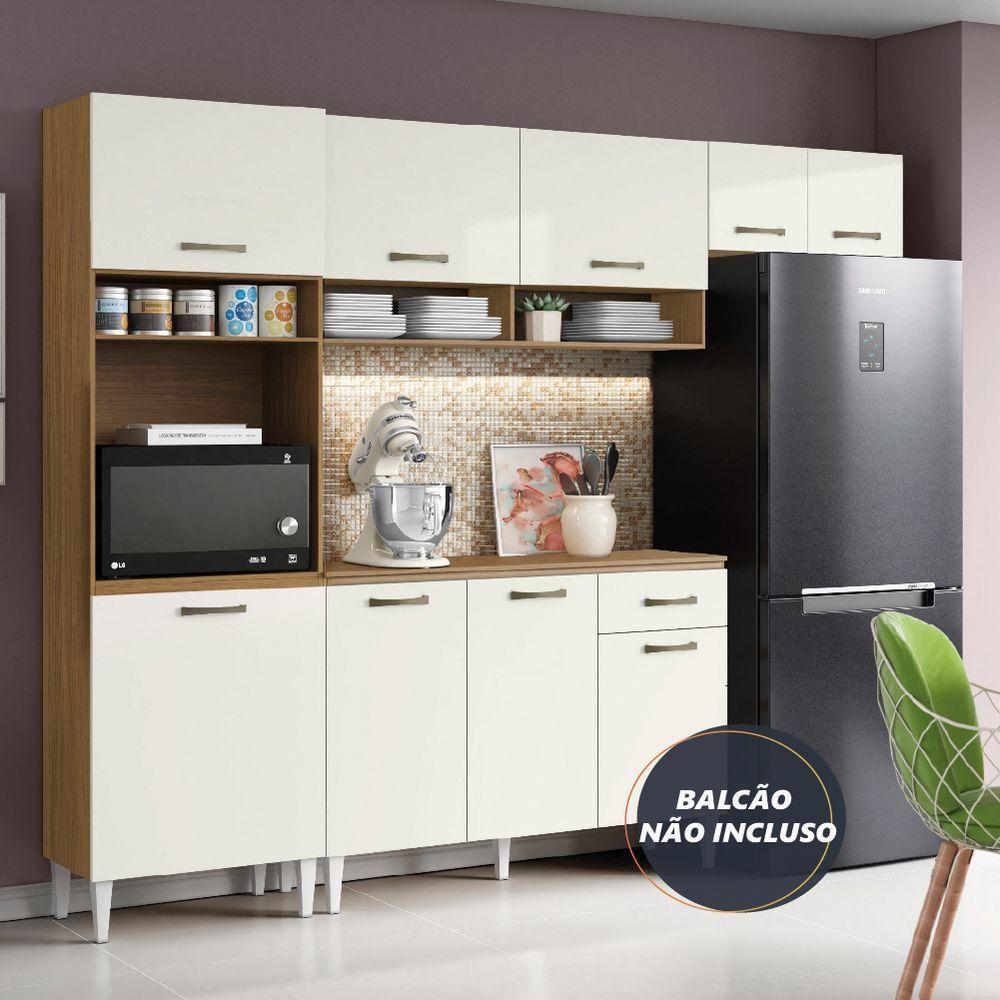 Armário De Cozinha Completa 6 Portas 4 Nichos Aurora Atacama/off White Aramóveis - 5