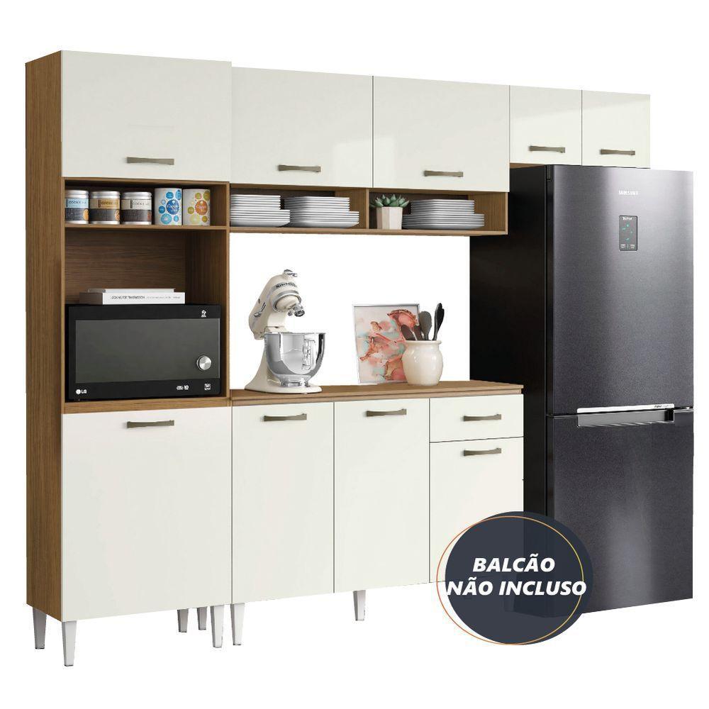 Armário De Cozinha Completa 6 Portas 4 Nichos Aurora Atacama/off White Aramóveis - 6