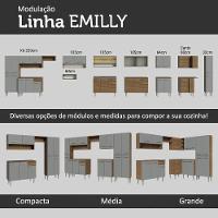 Armário Cozinha Compacta 165cm Rustic-Cinza Emilly 07 - 6