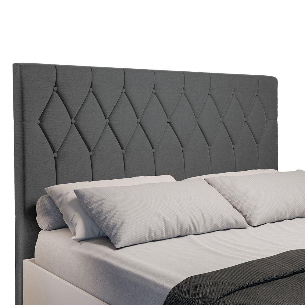 Cabeceira Estofada Para Cama Box Casal Queen Miami De 1,60m Suede Dobuê Cinza - 1