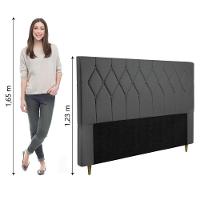 Cabeceira Estofada Para Cama Box Casal Queen Miami De 1,60m Suede Dobuê Cinza - 2