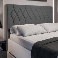 Cabeceira Estofada Para Cama Box Casal Queen Miami De 1,60m Suede Dobuê Cinza - 5
