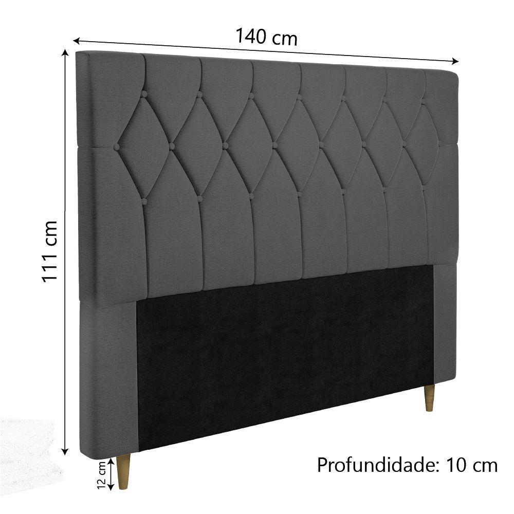 Cabeceira Estofada Para Cama Box Casal Miami De 1,40m Suede Dobuê Cinza - 4