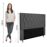 Cabeceira Estofada Para Cama Box Casal Miami De 1,40m Suede Dobuê Cinza - 2