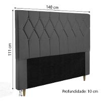 Cabeceira Estofada Para Cama Box Casal Miami De 1,40m Suede Dobuê Cinza
