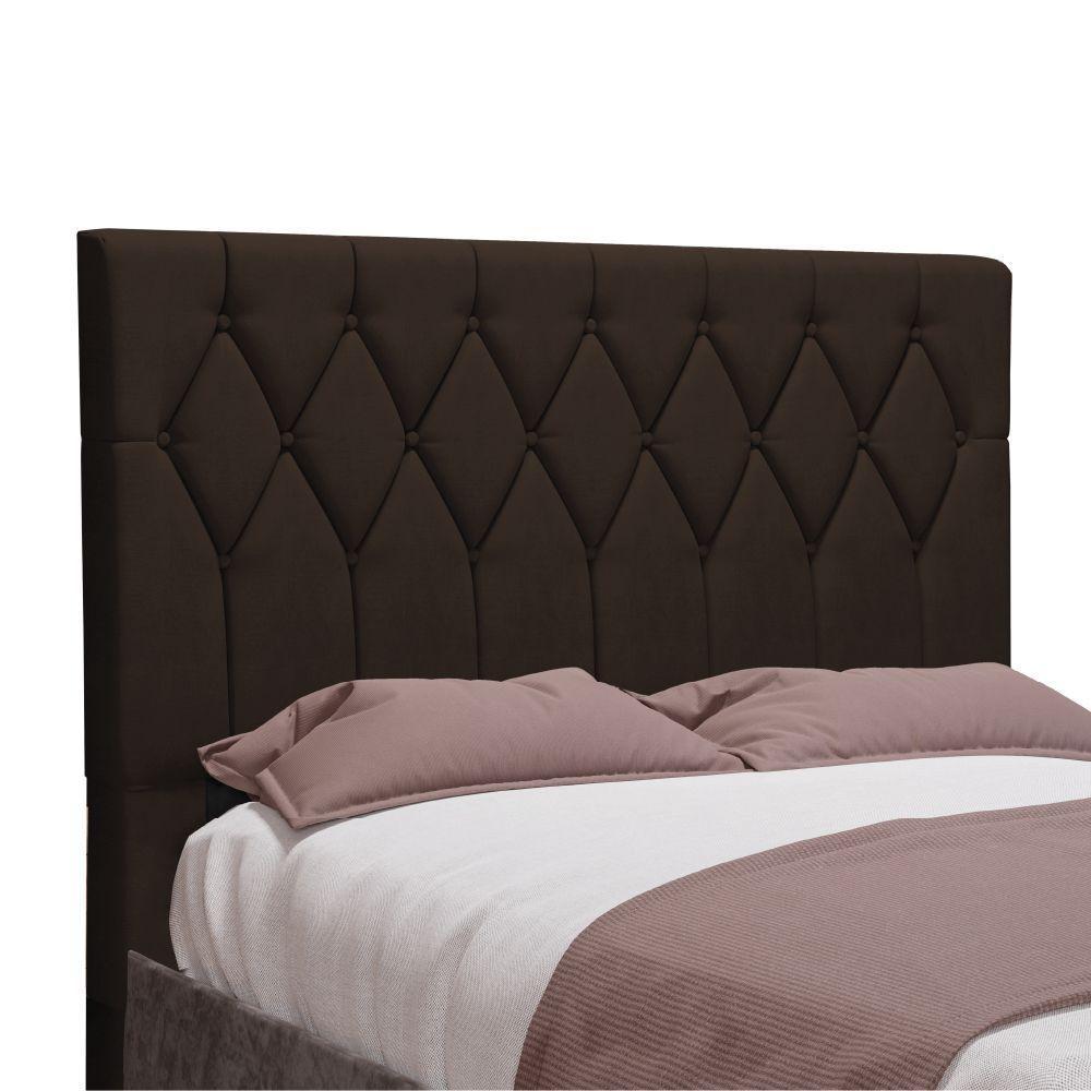 Cabeceira Estofada Para Cama Box Casal Miami De 1,40m Suede Dobuê Marrom - 1