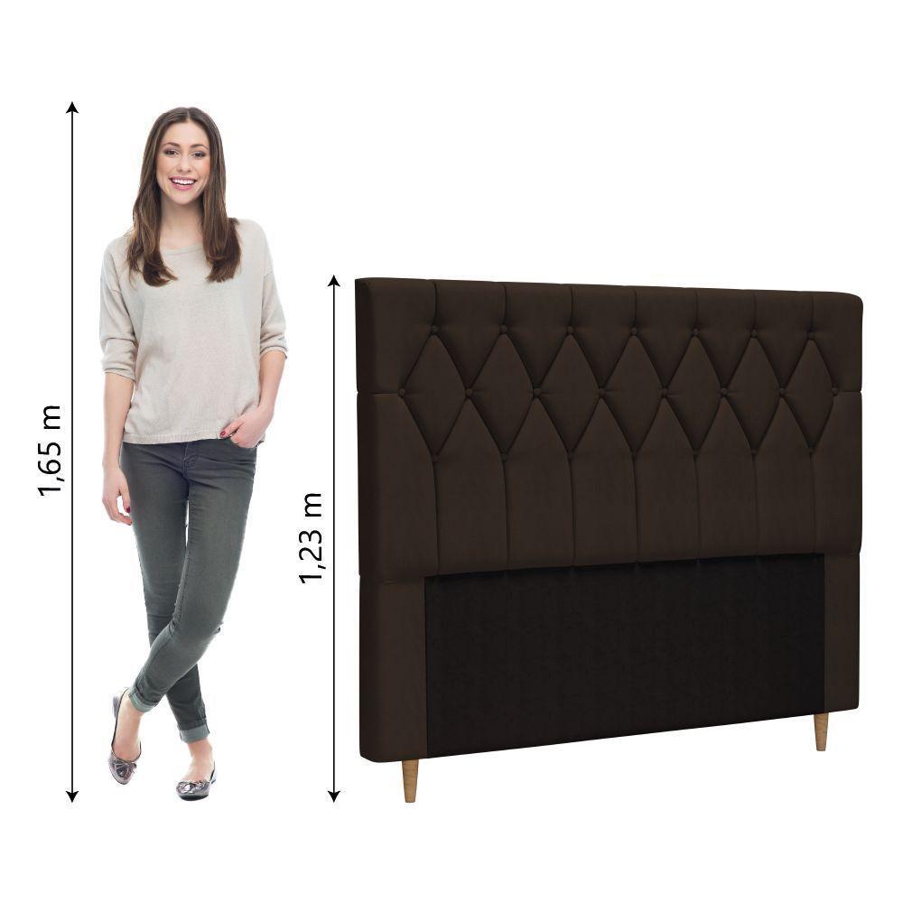 Cabeceira Estofada Para Cama Box Casal Miami De 1,40m Suede Dobuê Marrom - 2