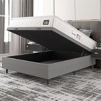 Cama Box Baú Colchão Casal Espuma D33 Vangogh Pillow Top 138x70cm Branco/cinza Hellen Branco