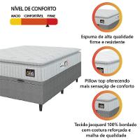 Cama Box Baú Colchão Casal Espuma D33 Vangogh Pillow Top 138x70cm Branco/cinza Hellen Branco - 6