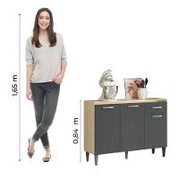 Balcão De Cozinha 3 Portas 1 Gaveta Com Tampo 1,20m Aurora Aramóveis Avana/graf - 2