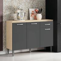 Balcão De Cozinha 3 Portas 1 Gaveta Com Tampo 1,20m Aurora Aramóveis Avana/graf - 6