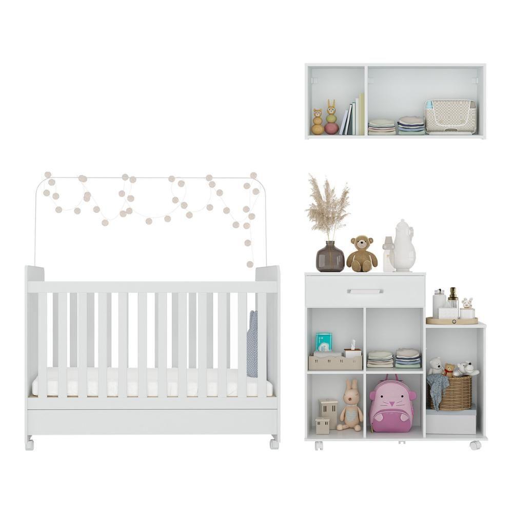 Berço Americano 3 Em 1 Com Colchão Incluso Multimóveis Mp4213 Branco Branco - 3