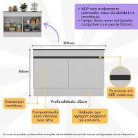 Balcão Cozinha Gabinete Pia 120cm 2 Portas Com Rodapé Veneza Multimóveis Mp2239 Branco/preto Branco/preto - 2