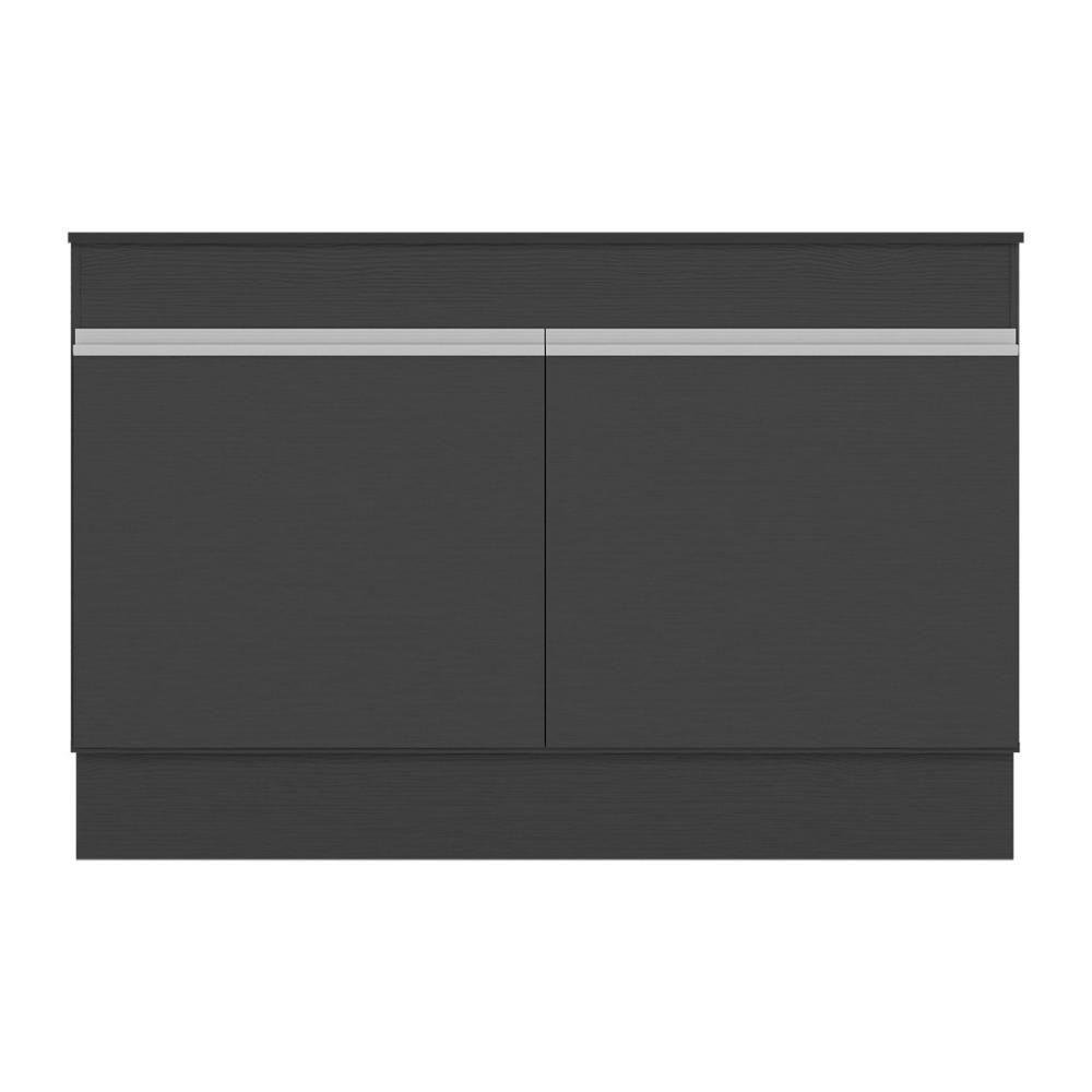 Balcão Cozinha Gabinete Pia 120cm 2 Portas Com Rodapé Veneza Multimóveis Mp2239 Preto/branco Preto/branco - 2