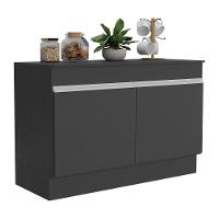 Balcão Cozinha Gabinete Pia 120cm 2 Portas Com Rodapé Veneza Multimóveis Mp2239 Preto/branco Preto/branco - 1