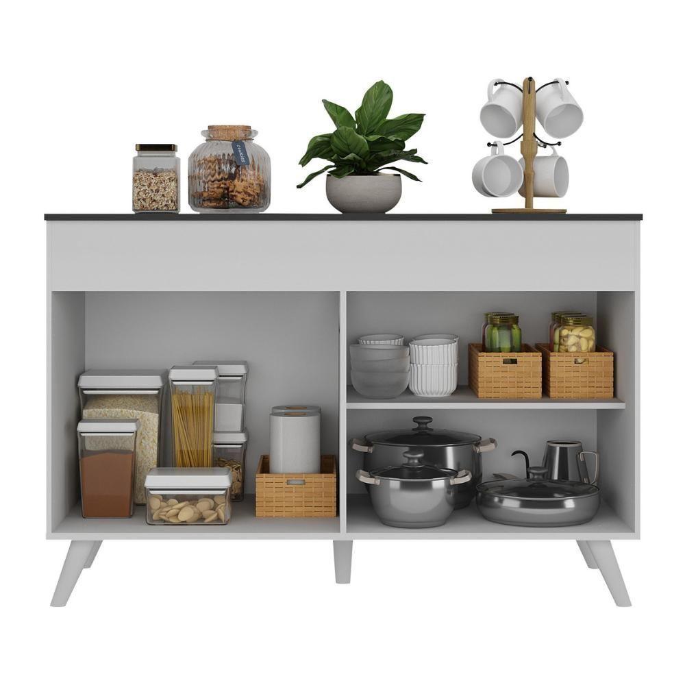 Balcão Cozinha Gabinete Pia 120cm 2 Portas Veneza Multimóveis V3738 Branco Branco - 3