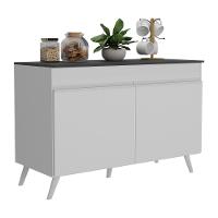 Balcão Cozinha Gabinete Pia 120cm 2 Portas Veneza Multimóveis V3738 Branco Branco - 1