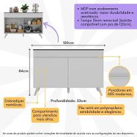 Balcão Cozinha Gabinete Pia 120cm 2 Portas Veneza Multimóveis V3738 Branco Branco - 5