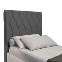 Cabeceira Estofada Para Cama Box Solteiro Miami De 0,88m Suede Dobuê Grafite - 1