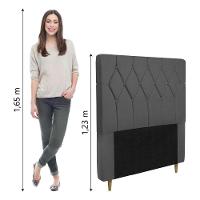 Cabeceira Estofada Para Cama Box Solteiro Miami De 0,88m Suede Dobuê Grafite - 2