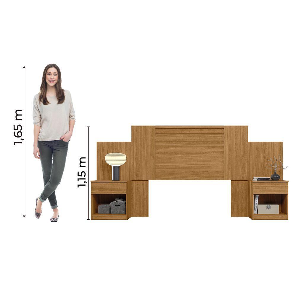 Cabeceira Para Cama Box Casal Queen Com Mesa De Cabeceira Freijó/off White/cinza Flex Araguaia Moval - 2