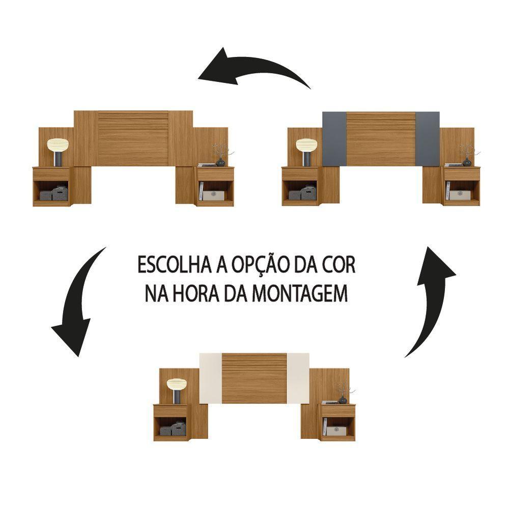 Cabeceira Para Cama Box Casal Queen Com Mesa De Cabeceira Freijó/off White/cinza Flex Araguaia Moval - 3